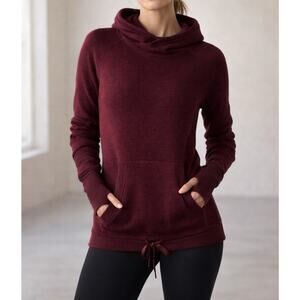 Lululemon Sweet Savasana Pullover Hoodie Burgundy Cashmere Blend Pockets Size 6